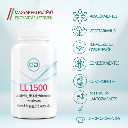 LL 1500 liofilizált élő baktériumokat tartalmazó étrend-kiegészítő kapszula (30 db)